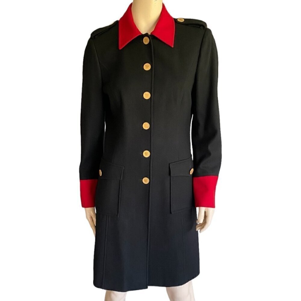 Spanner Wool Blend Navy Military Long Jacket Sz 6​​​​​​​​​​